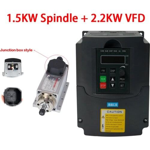 1.5KW 800W Air Cooled Spindle motor square spindle air cooling with VFD Plug/Cable Box Version for CNC engraving wood router