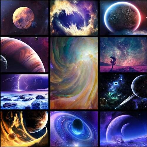 DIY Diamond Painting planet Cross Stitch Mosaic diamond painting Scenery Pattern Full Round Rhinestone Home decor