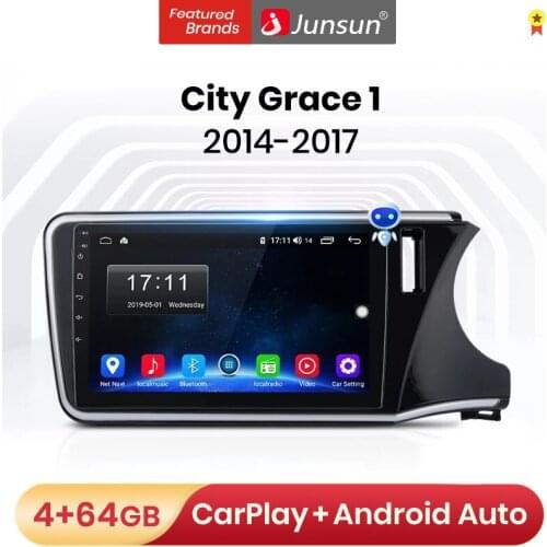 Junsun V1 Pro 4G CarPlay Android 10 4G+64G Car Radio Multimedia Player For Honda City Grace 1 2014 - 2017 GPS no 2din 2 din dvd