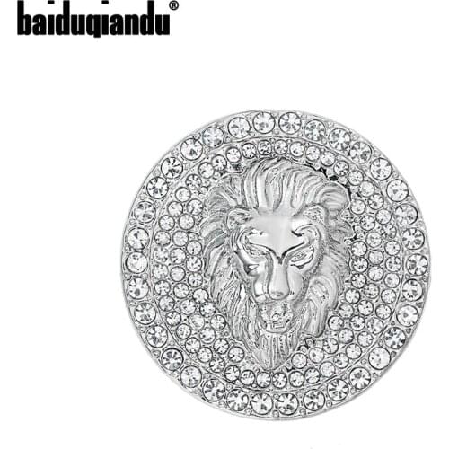 Baiduqiandu New Arrival Crystal Rhinestones Pave Lions head Head Brooch Pins Jewelry