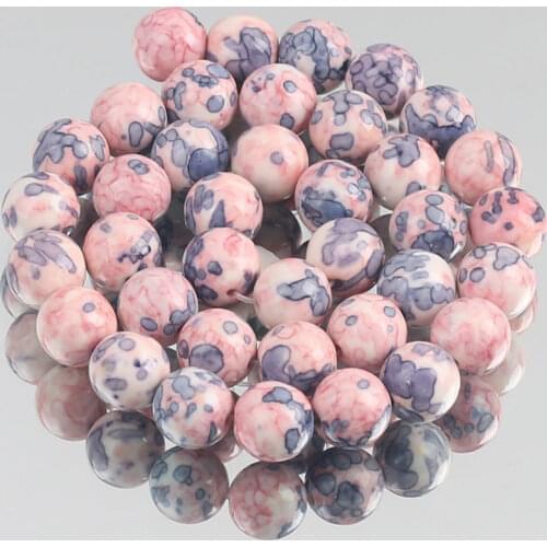 Natural Stone Pink Black Colorful Rain Jaspers Round Loose Beads for Jewelry Making DIY Woman Bracelet Necklace 4/6/8/10/12mm