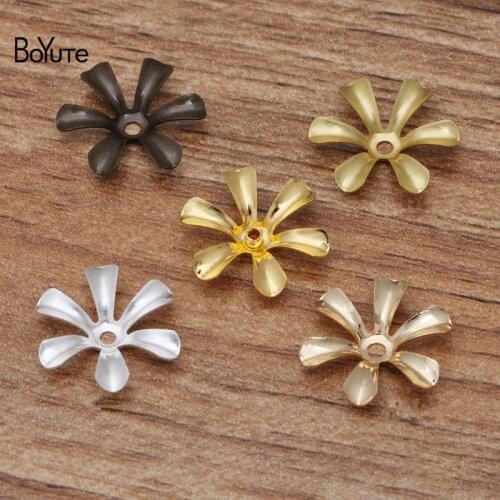 BoYuTe (200 Pieces/Lot) 13MM Metal Brass Stamping Flower Bead Caps Diy Handmade Jewelry Materials Wholesale