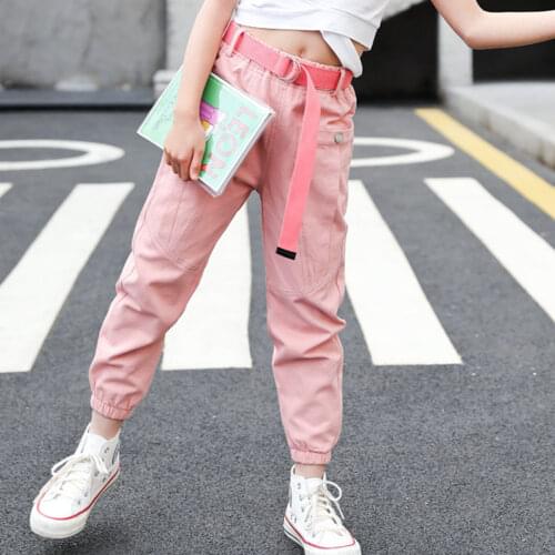 Children Trousers Solid Color Cotton Kids Jogger Pants Fashion Cargo Pants For Teenage Girls Street Hip Hop Jazz Dance Costumes