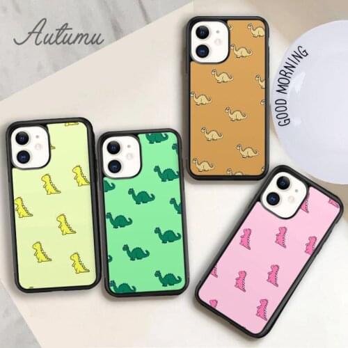 Cute Dino pattern Phone Case for iPhone 11 12 Pro Max mini X XR XS SE 2020 5 6S 7 8 Plus Samsung Galaxy S8 S9 S10 Cover shell