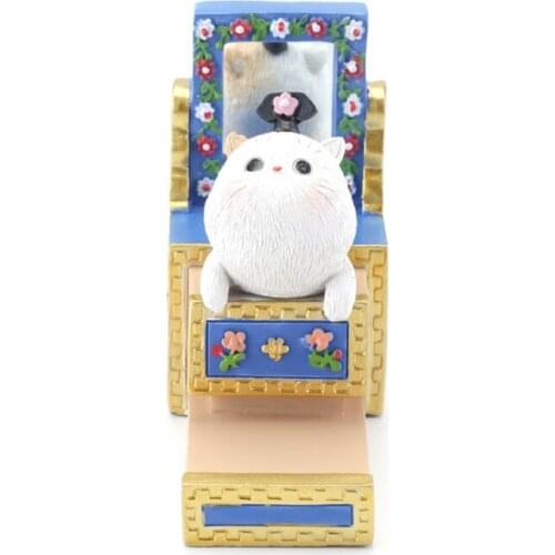 Resin Ornament Dressing Table with Mirror Cat Mobile Phone Holder Stand Desktop Mobile Phone Holder Decoration for Home Office