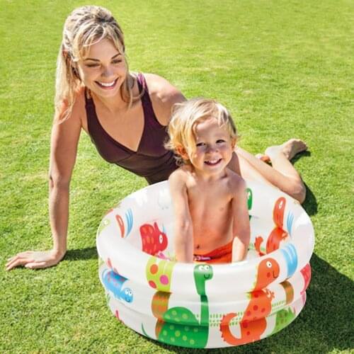 Kids Cute Cartoon 3-Ring Inflatable Swimming Water Cooling Ball Pool for Toddlers Indoor Outdoor Summer Party Play Supplies