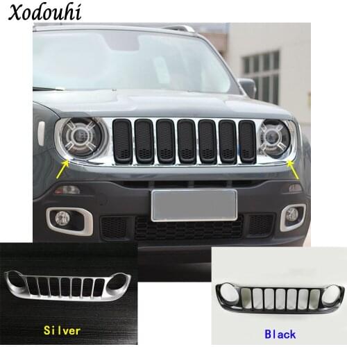 For Jeep Renegade 2016 2017 2018 2019 2020 Car Body Styling Cover Protect Detector Trim Front Up Grid Grill Grille Molding Parts