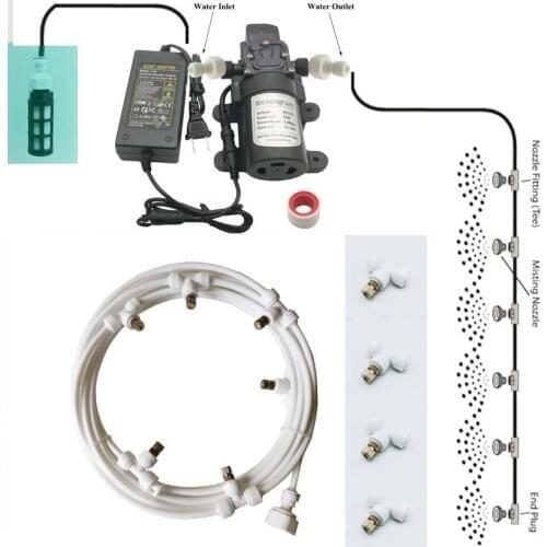 White 6-18 meters garden electric pump misting spray system nebulizer for flowers plant greenhouse garden irrigation
