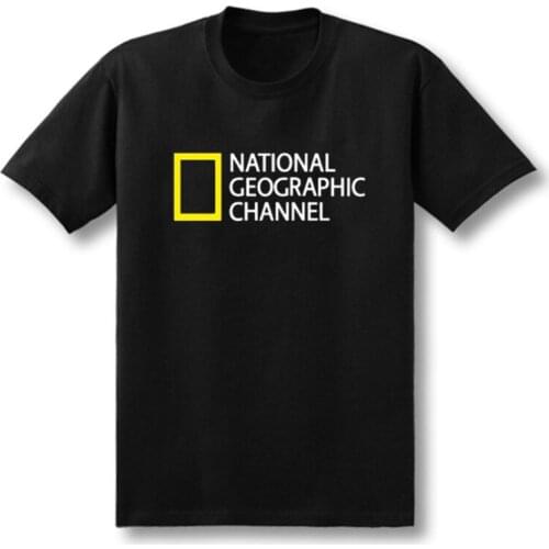 NEW T-shirts Mens Summer Cotton Short National Geographic Channel Sleeve Tops Cartoon Print Casual Men Tops Streetwear Tee sh