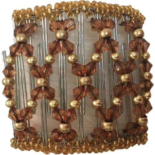 10pcs/lot Coffee brown goldern classical metal comb girls women lady wedding party best gift magic comb