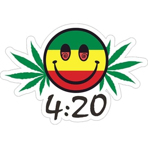 Creative Car Stickers 420 Smiling Face Vinyl Sticker Weed Leaf Leaves Decal Waterproof Sunscreen Decals