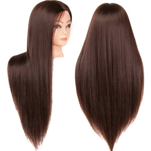 Brown Head Dolls for Hairdressers Hair Synthetic Mannequin Head Hairstyles Female Mannequin Hairdressing Styling Training Head