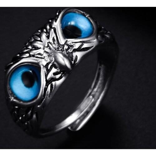 Trendy Vintage Owl Shape Antique Silver Plated Punk Hiphop Rock Style Resizable Rings for Women Girl & Man Retro Party Jewelry