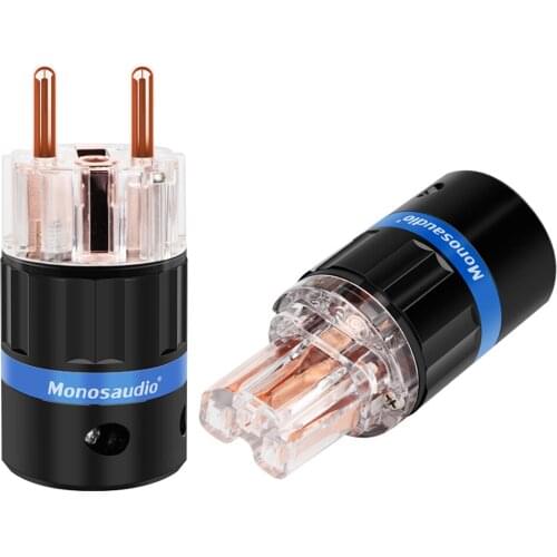 Monosaudio E105/F105 Transparent 99.99% pure copper Schuko power plug hifi audio EU Plug IEC Female Connector