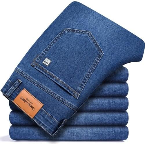 2021 SULEE Brand New Mens Blue Jeans Classic Style Fashion Business Casual Straight Stretch Denim Pants Male