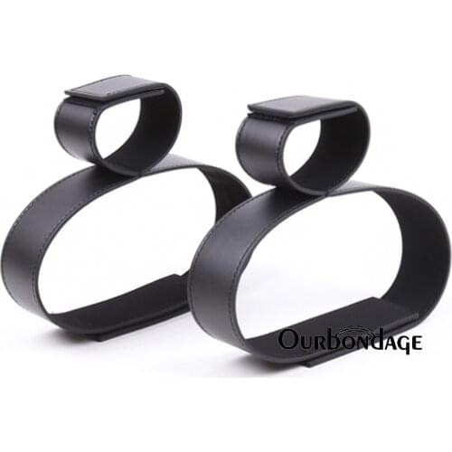 Ourbondage 2 Color PU Leather Magic Tape Fetish Legs Open BDSM Bondage Restraints Flirting Arm Thigh Cuffs For Adult Sex Toys