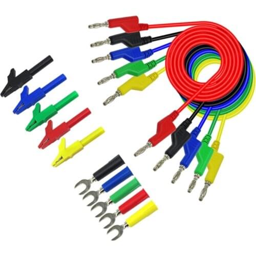 4mm Banana to Banana Plug Stackable Test Lead Kit for Multimeter Automotive Tester Cable Match Alligator clip&U type test probe
