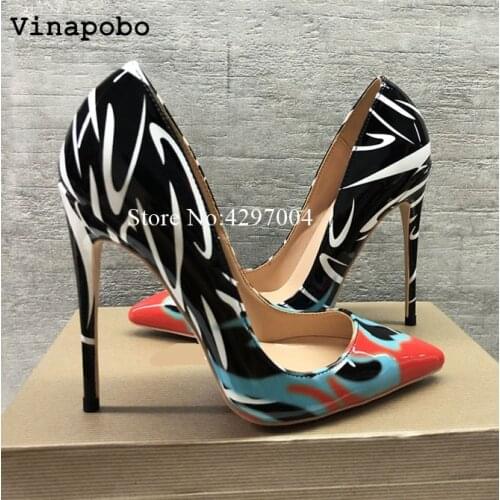 Woman Shoes Fashion Leaves Printing Ladies Sexy Stiletto Female Floral Stilettos Women High Heels Party Dress Wedding Shoes Pump