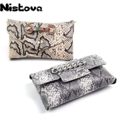 Snake-shaped Diagonal Bag Small Square Ladies Snakeskin Chain PU Leather Detachable Womens Shoulder Cross Fashion Handbag Purse