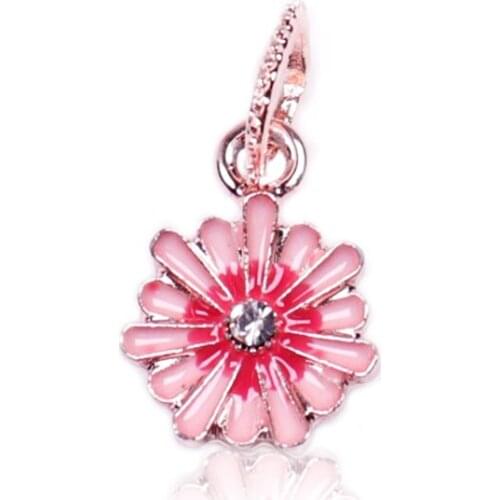 1PCS/LOT Rose Gold Pink Daisy Pendant Drip Oil Craft Beautiful Flowers for All Kinds of Jewelry Craft DIY