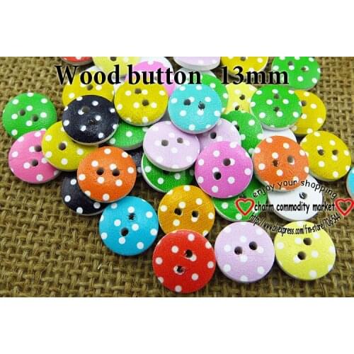100PCS 13MM Painting wood decorative shirt button round wooden DOT buttons shirt clothes boots coat accessorys MCb-758