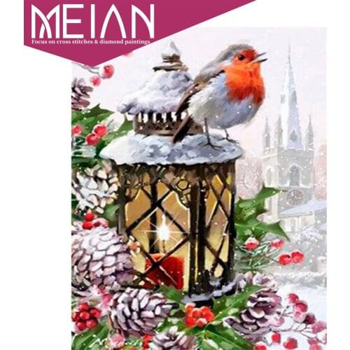 2020 Meian Bird 5D Diamond Painting Flower And Bird Cross Stitch Diamond Mosaic Winter DIY Needlework Kit Drill Home Decoration