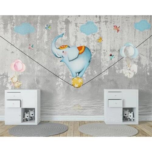 Beibehang Customized modern fashion 3d wallpaperHand drawn cartoon circus elephant children room background wallpaper home decor