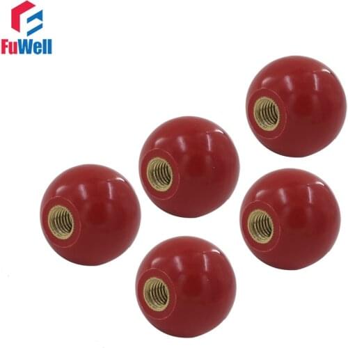 5pcs Red Bakelite Ball Knob Copper Insert M6x20/M6x25/M8x30/M10x35/M12x40/M16x50mm Machine Tool Replacement Ball Lever Knobs