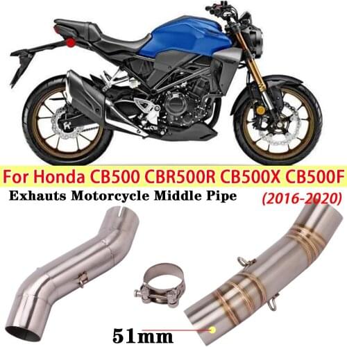51MM Exhaust Motorcycle Modify Stainless Steel Middle Link Pipe Slip On For Honda CB500 CBR500R CB500X 500F Escape Moto Muffler