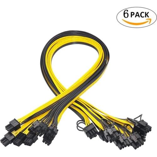 6 Pcs 6 Pin PCI-E to 8 Pin(6+2) PCI-E (Male to Male) GPU Power Cable 50cm for Image Cards Mining Server Breakout Board