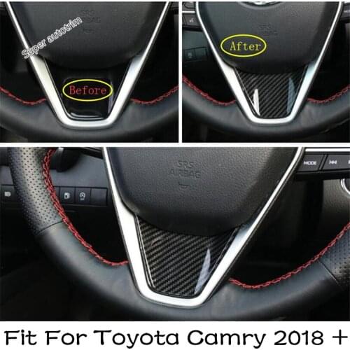 Lapetus Accessories Interior Steering Wheel Frame Cover Trim ABS Fit For Toyota Camry 2018 - 2021 Matte / Red / Carbon Fiber