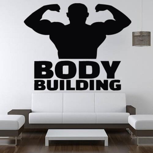 Bodybuilding Wall Decal Living Room Bedroom Home Decor Motivation Workout Gym Vinyl Wall Sticker Fitness Sport Man Mural S208
