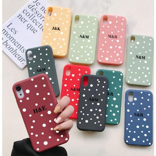 Custom letter Name Phone Case For iphone 11 12 Pro Max Cases 6 6S 7 8 Plus X XS XR Mini Wave point Soft Silicone Cover 2021 New