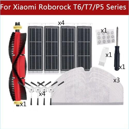 For Xiaomi Roborock S5 T6 T7 P5 Series T4 S1 Accessories Main Side Brush Rag Hepa Filter Kit Xaomi Sweeping Robot Vacuum Cleaner