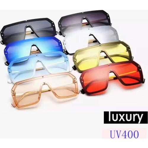 Hot sale UV400 fashion square trendy shades big frame mirrored luxury brand oversize women gradient Sunglasses Oculos de sol