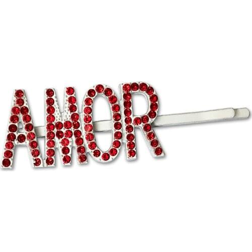 JFJ0014 2020 design amor cute girls honey party sweet letter hair pin Word Rhinestone Crystal women Ornament bride wedding jewel