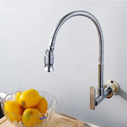 Kitchen Solid Brass Deck Mounted Universal water basin Single Cold Faucet Single Hole Water Tap 360 Rotated basin Faucet