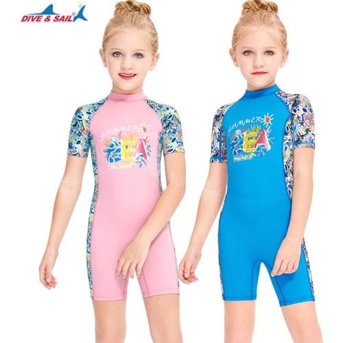 Girls Swimsuit 3-10 Years UPF 50+ UV One Piece Swimwear with Zipper Shorty Sports Skin Bathing Suit Sunsuit Kids Boys