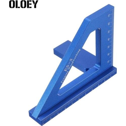 ES-5 Multifunction Woodworking Scriber Ruler 3D Miter Angle Ruler Marking T Ruler Square Layout 45/90Degree Measuring Aluminum
