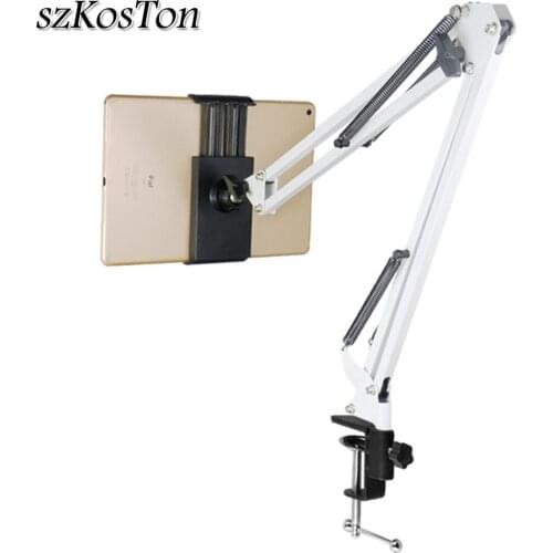 360 Degree Long Arm Mobile Phone Tablet Stand Holder For iPad Mini Air iPhone Xiaomi Huawei Lazy Bed Desktop Clip Metal Bracket