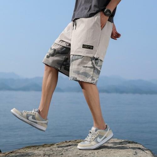 High Street Mens Shorts Trend Camouflage Patchwork Cargo Shorts Male 2021 Summer New Fashion Casual Sports Jogging Shorts Men