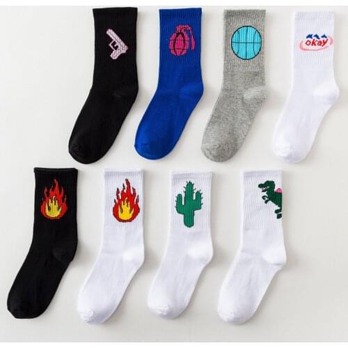 Korea Fashion Cartoon Socks Women Cotton Street Art Vintage Eyes Lips Mens Socks Heart Print Sock Casual Solid hurry sock gift