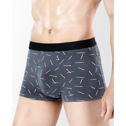 New Men Cotton printed breathable comfortable Underwear Hygroscopic Uconvex Soft High flexibil Skin Friendly Male Boxer BriefB44
