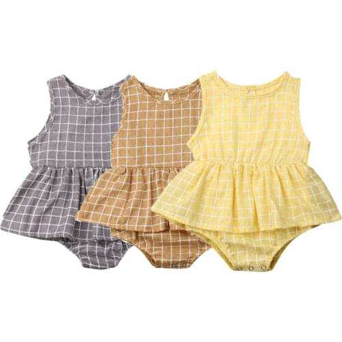 Newborn Kids Baby Girls Clothes Sleeveless Ruffle Romper Dress Outfit Sunsuit Baby Summer Clothing