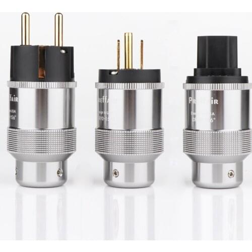 Pair preffair 24K Gold plated EU/US power plug connectors IEC320 C13 adapter hifi DIY power cable hi-end AC power cable plug