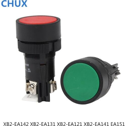 Plastic Push Button Switch Momentary 22mm 5PCS/lot XB2-EA142 XB2-EA131 XB2-EA121 XB2-EA141 EA151 1NO 1NC 1NO1NC On-Off Switch