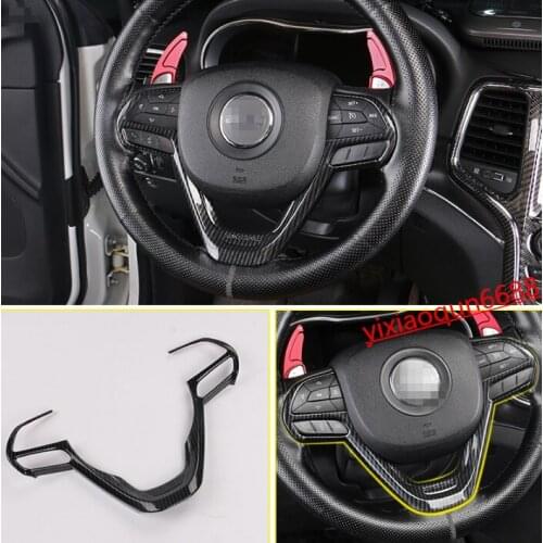 For Jeep Grand Cherokee 2014 2015 2016 2017 2018 Carbon Fiber Steering Wheel Frame Cover Trim 1pcs