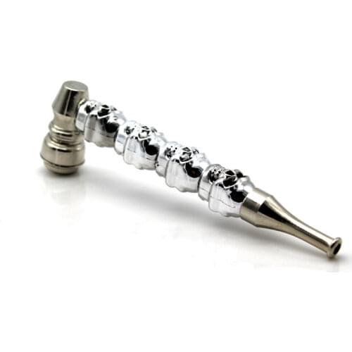 Zinc Alloy Hand Spoon Smoking Tobacco Pipe 128MM Metal Premium Skull Smoking Pipe Metal Skull Bowl Pipe Tobacco Herb Pipes