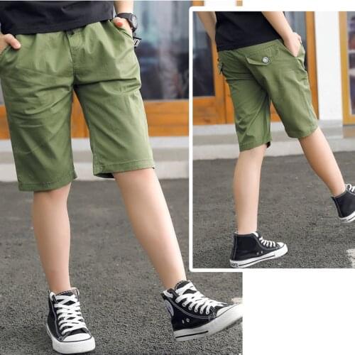 IENENS Young Boys Shorts Clothing Children Sloid Color Mid Pants Fit 7-15Y Summer Kids Baby Boy Casual Boardshorts Short Pants