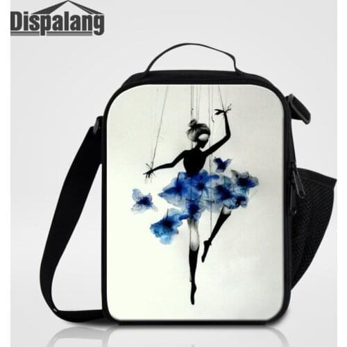 Dispalang Ballet Girls Thermal Lunch Bags for Women Art Lunch Picnic Cooler Bag Insulated Kids Food Storage Container For School